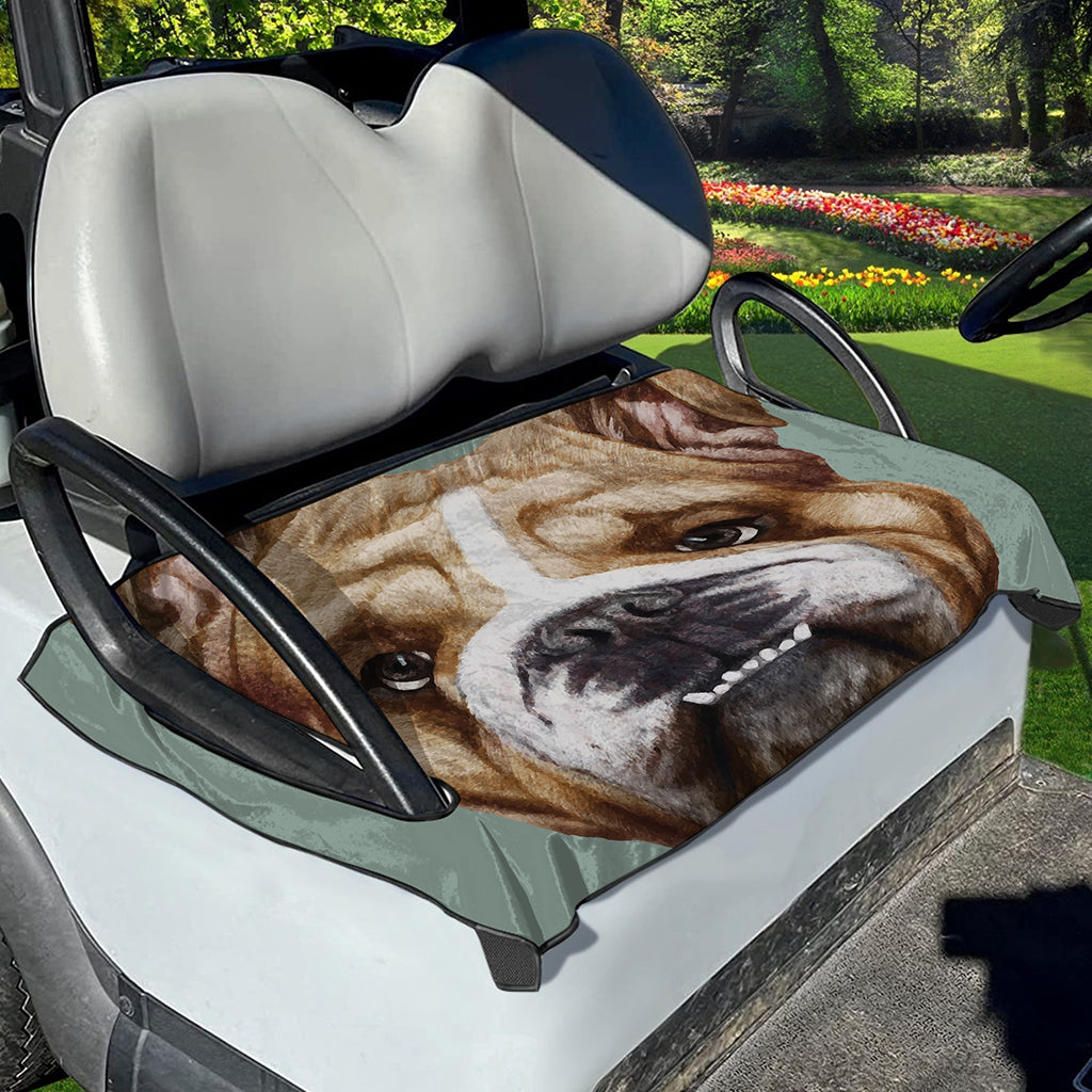 English Bulldog Portrait Print Golf Cart Seat Cover