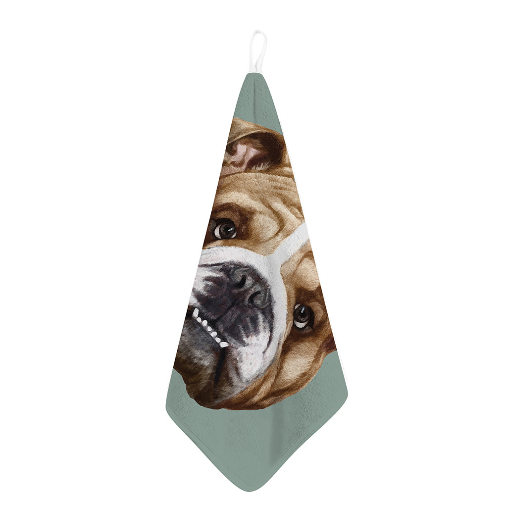 English Bulldog Portrait Print Hand Towel