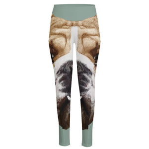 English Bulldog Portrait Print High-Waisted Pocket Leggings