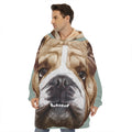 English Bulldog Portrait Print Hoodie Blanket