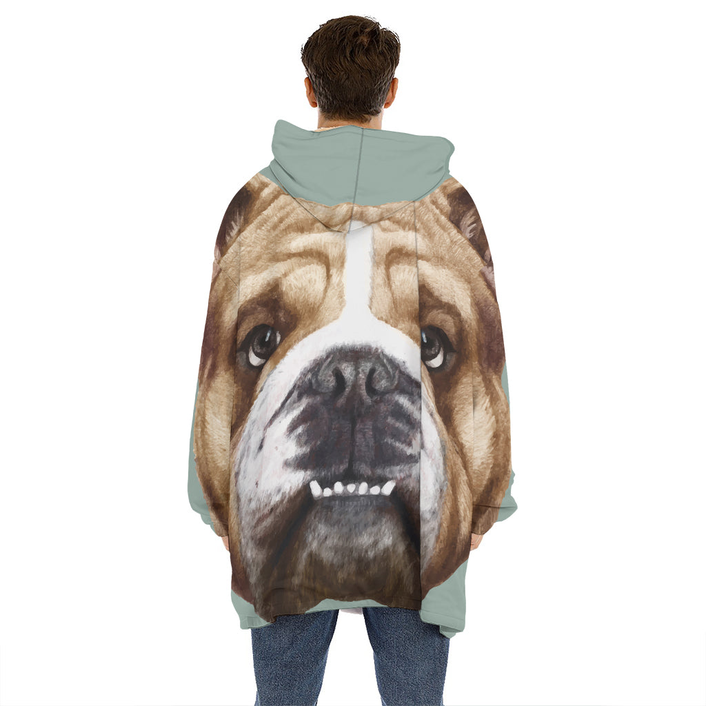English Bulldog Portrait Print Hoodie Blanket