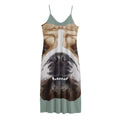 English Bulldog Portrait Print Jersey Midi Cami Dress