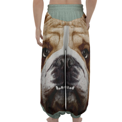 English Bulldog Portrait Print Lantern Pants