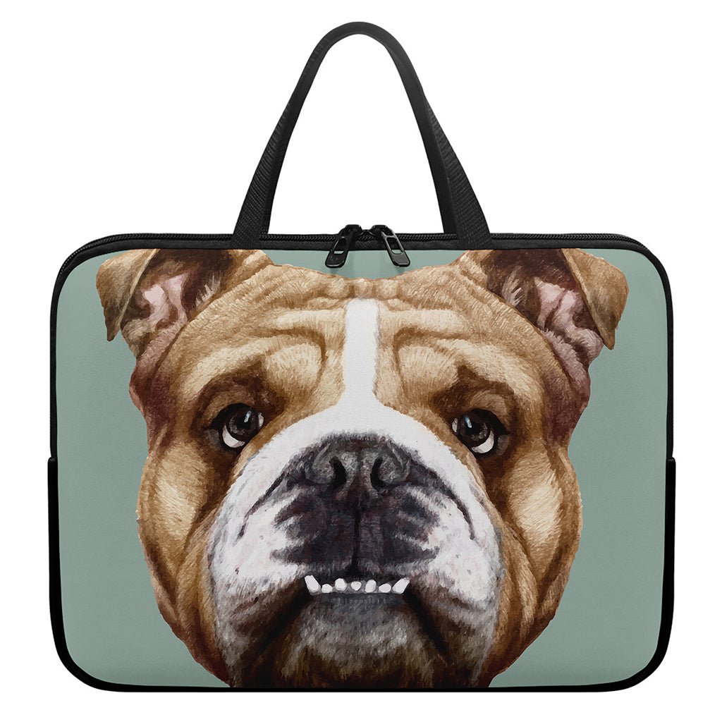English Bulldog Portrait Print Laptop Sleeve With Handle