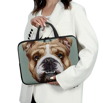 English Bulldog Portrait Print Laptop Sleeve With Handle