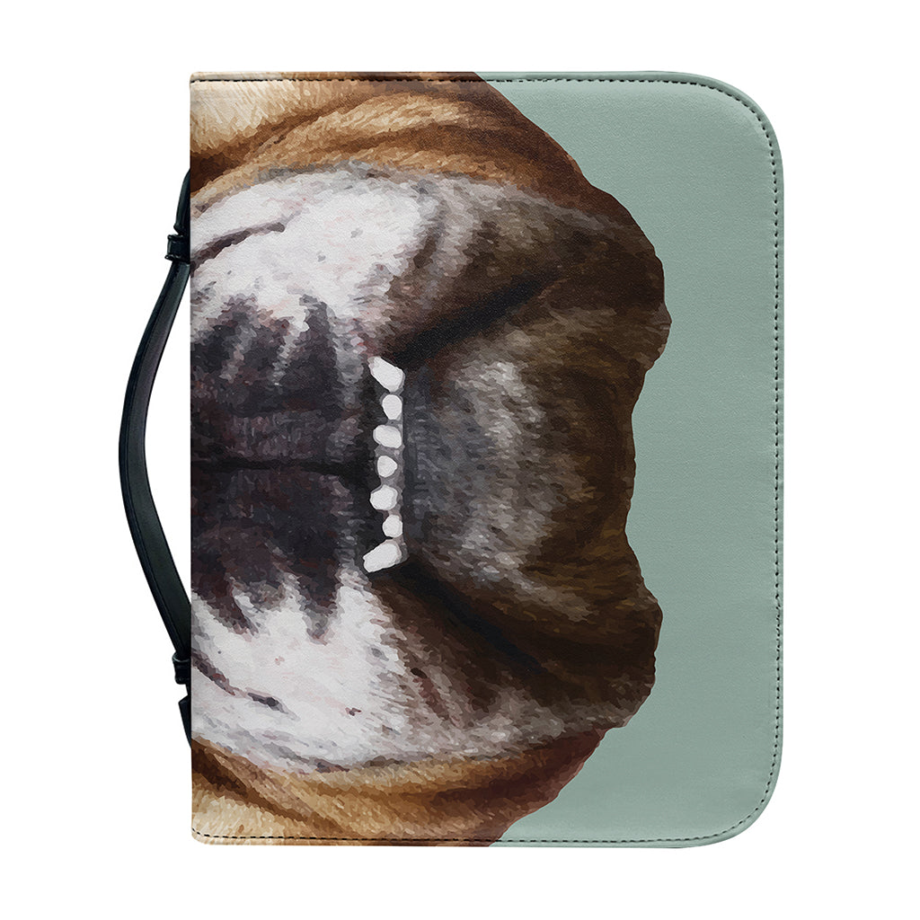 English Bulldog Portrait Print Leather Bible Cover