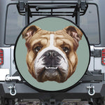 English Bulldog Portrait Print Leather Spare Tire Cover