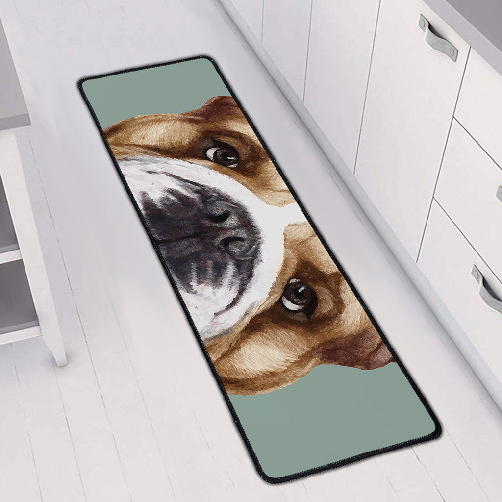 English Bulldog Portrait Print Long Kitchen Mat