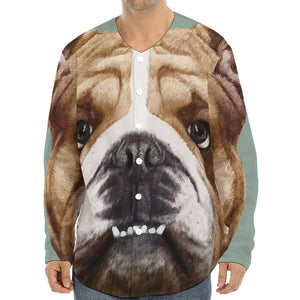 English Bulldog Portrait Print Long Sleeve Baseball Jersey