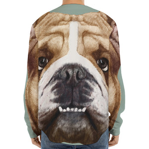 English Bulldog Portrait Print Long Sleeve Baseball Jersey