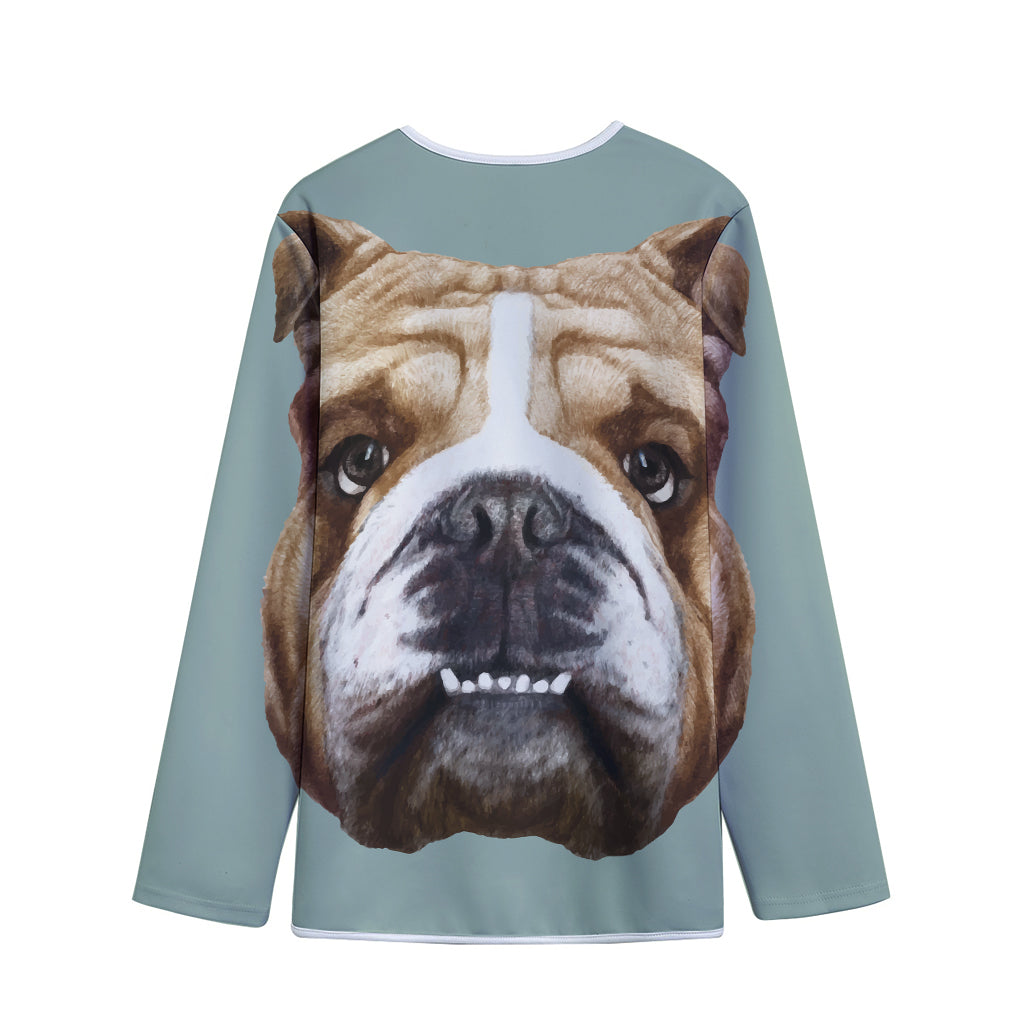 English Bulldog Portrait Print Long Sleeve Short Coat