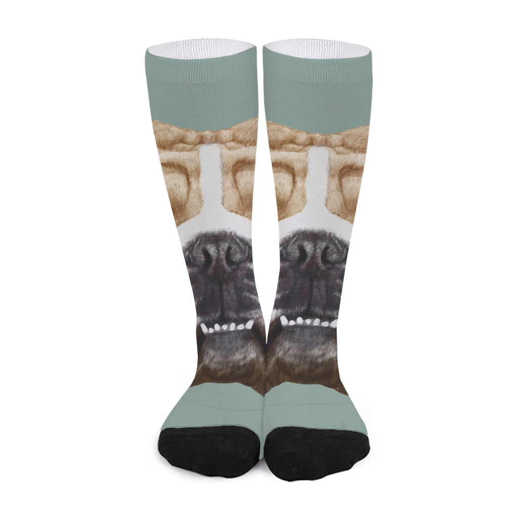 English Bulldog Portrait Print Long Socks