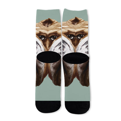 English Bulldog Portrait Print Long Socks
