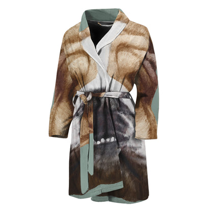 English Bulldog Portrait Print Men's Bathrobe