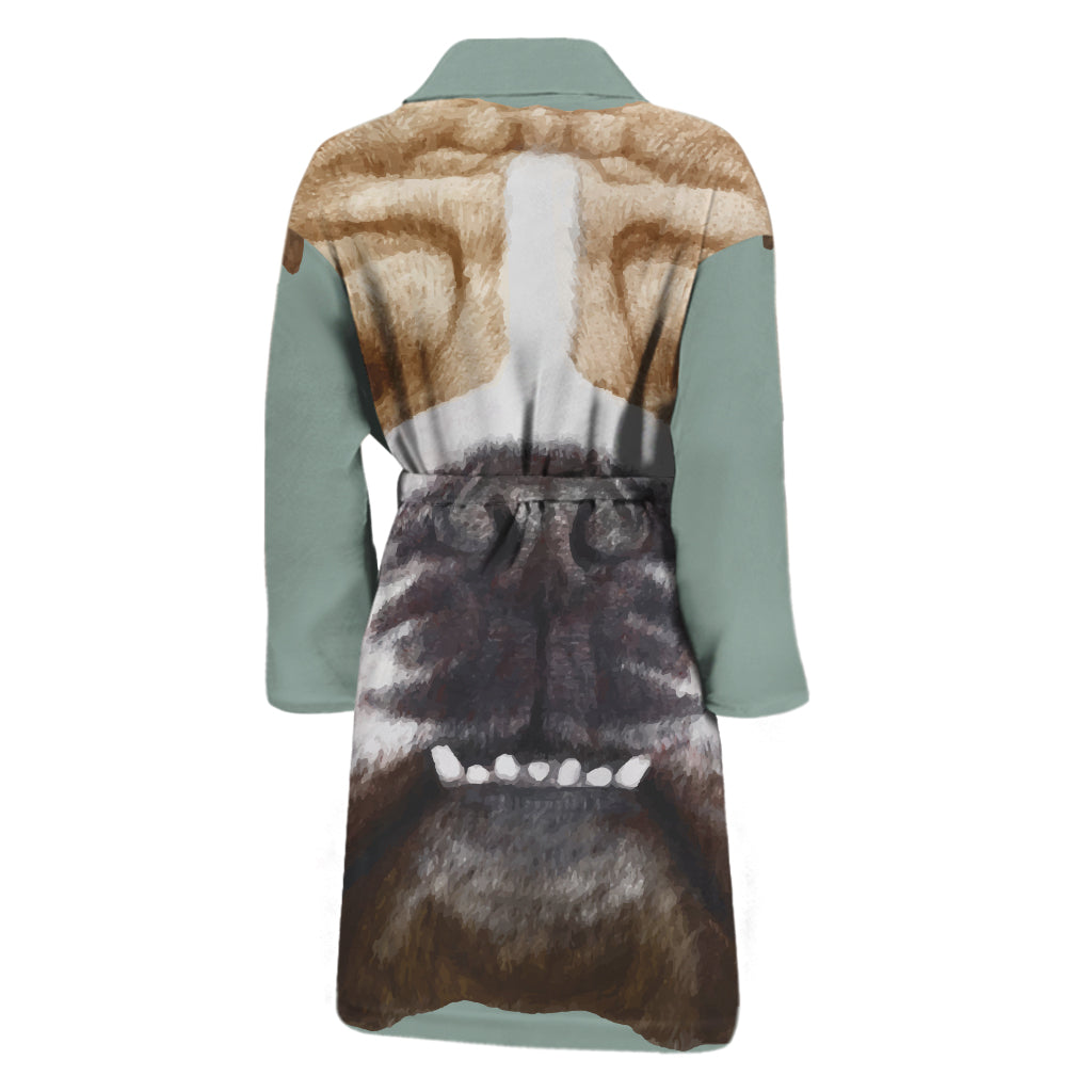 English Bulldog Portrait Print Men's Bathrobe