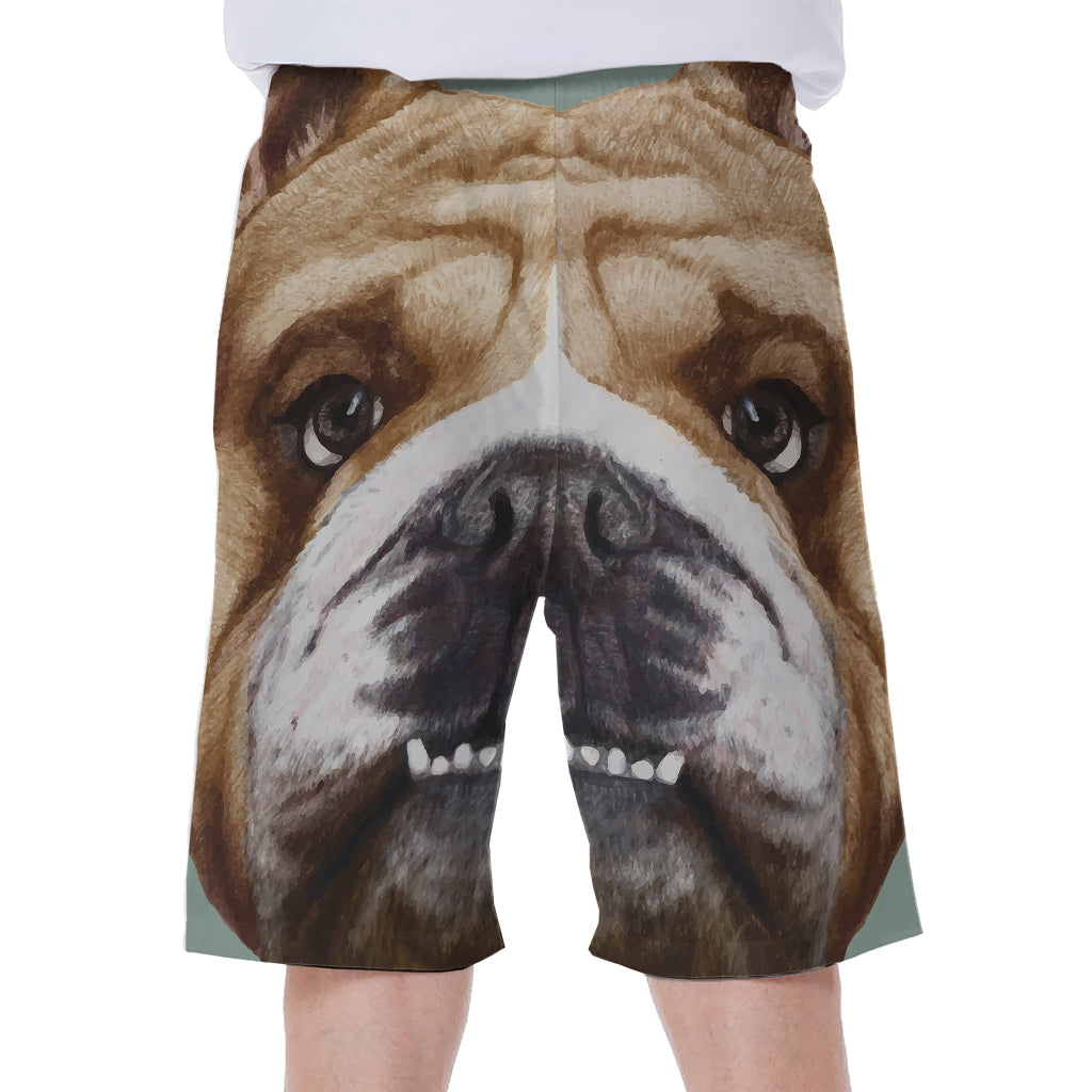 English Bulldog Portrait Print Men's Beach Shorts