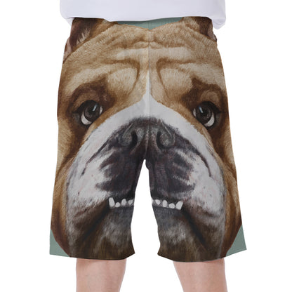 English Bulldog Portrait Print Men's Beach Shorts