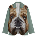 English Bulldog Portrait Print Men's Blazer