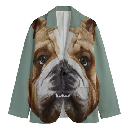 English Bulldog Portrait Print Men's Blazer