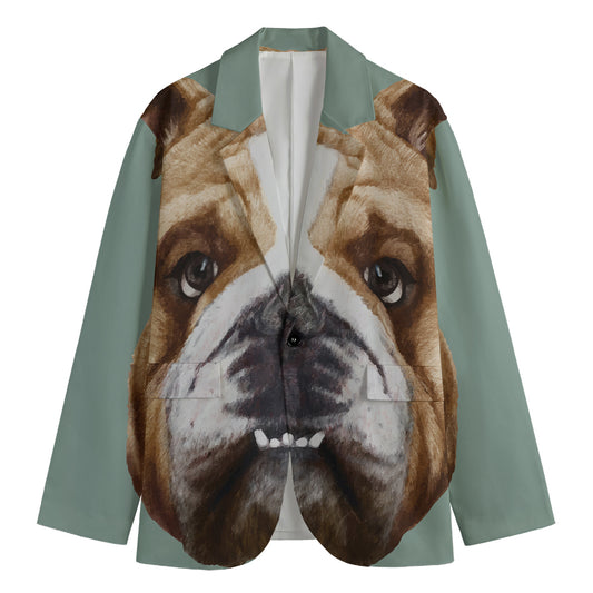 English Bulldog Portrait Print Men's Blazer
