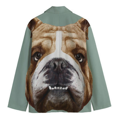 English Bulldog Portrait Print Men's Blazer