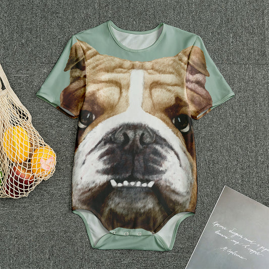English Bulldog Portrait Print Men's Bodysuit