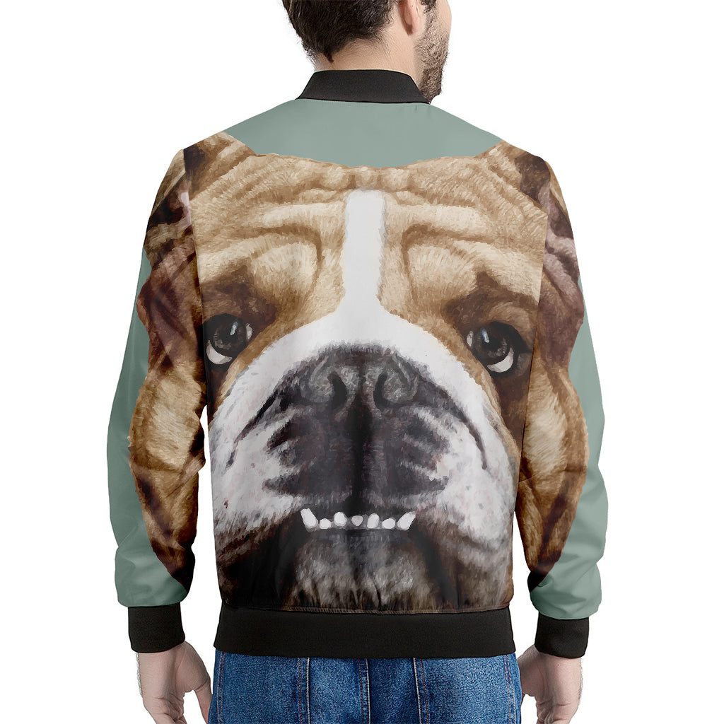 English Bulldog Portrait Print Men's Bomber Jacket