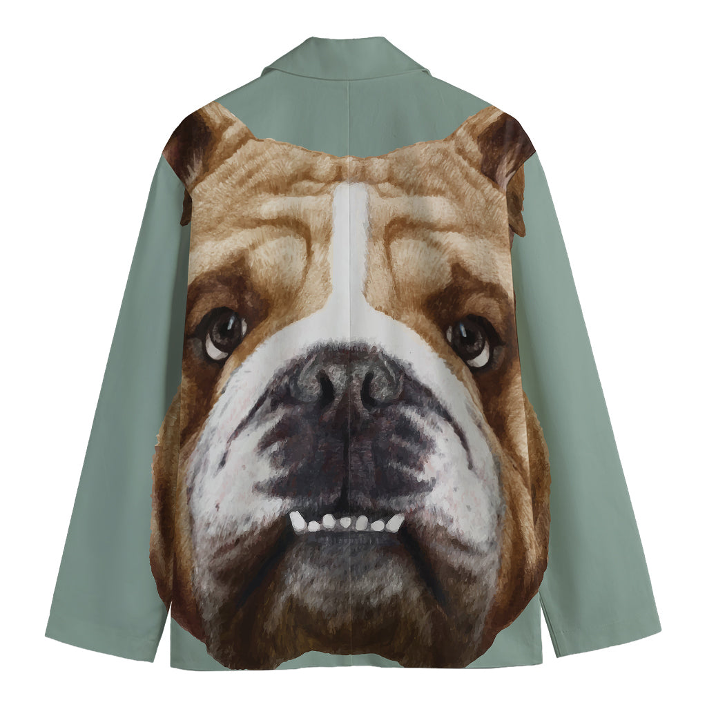 English Bulldog Portrait Print Men's Cotton Blazer