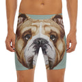 English Bulldog Portrait Print Men's Long Boxer Briefs