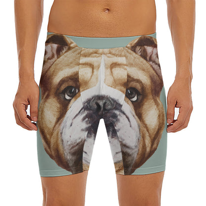 English Bulldog Portrait Print Men's Long Boxer Briefs