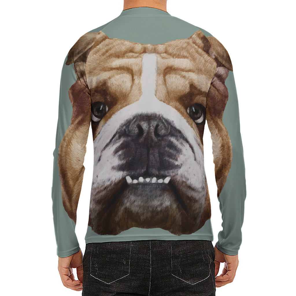 English Bulldog Portrait Print Men's Long Sleeve Rash Guard