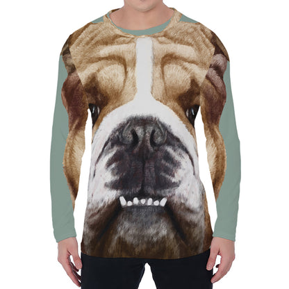 English Bulldog Portrait Print Men's Long Sleeve T-Shirt