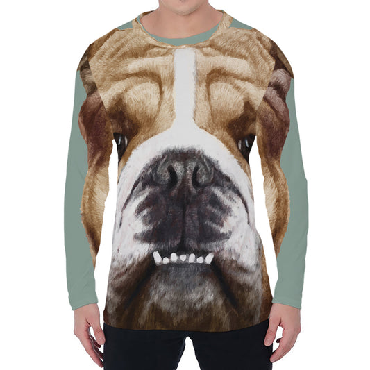 English Bulldog Portrait Print Men's Long Sleeve T-Shirt