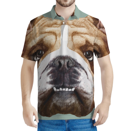 English Bulldog Portrait Print Men's Polo Shirt