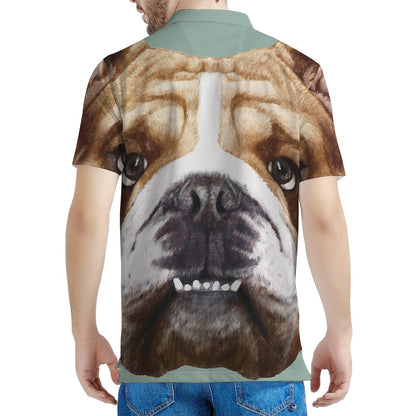 English Bulldog Portrait Print Men's Polo Shirt