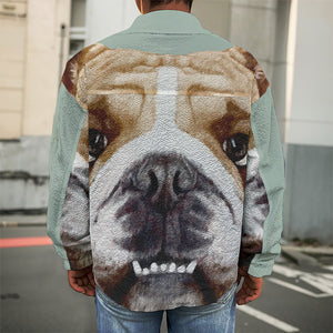 English Bulldog Portrait Print Men's Shirt Jacket