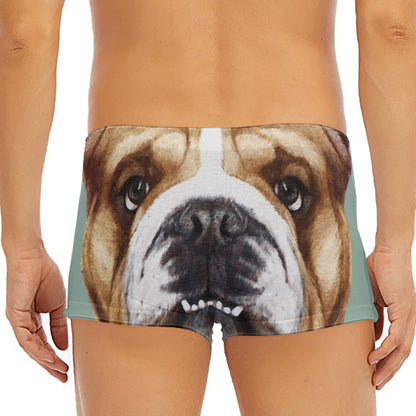 English Bulldog Portrait Print Men's Short Boxer Briefs