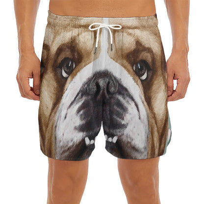 English Bulldog Portrait Print Men's Split Running Shorts