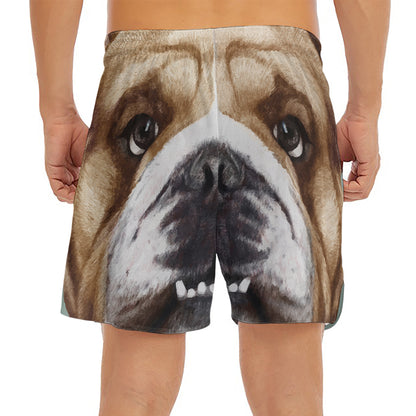 English Bulldog Portrait Print Men's Split Running Shorts