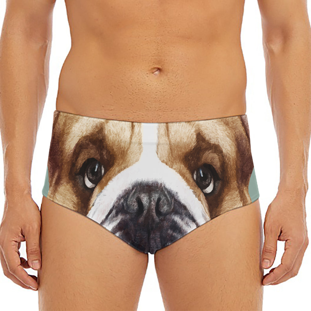 English Bulldog Portrait Print Men's Triangle Swim Briefs