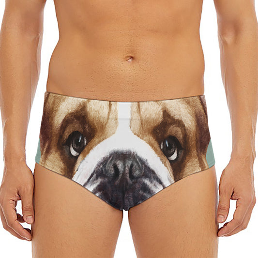 English Bulldog Portrait Print Men's Triangle Swim Briefs