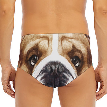 English Bulldog Portrait Print Men's Triangle Swim Briefs