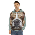 English Bulldog Portrait Print Men's Velvet Pullover Hoodie