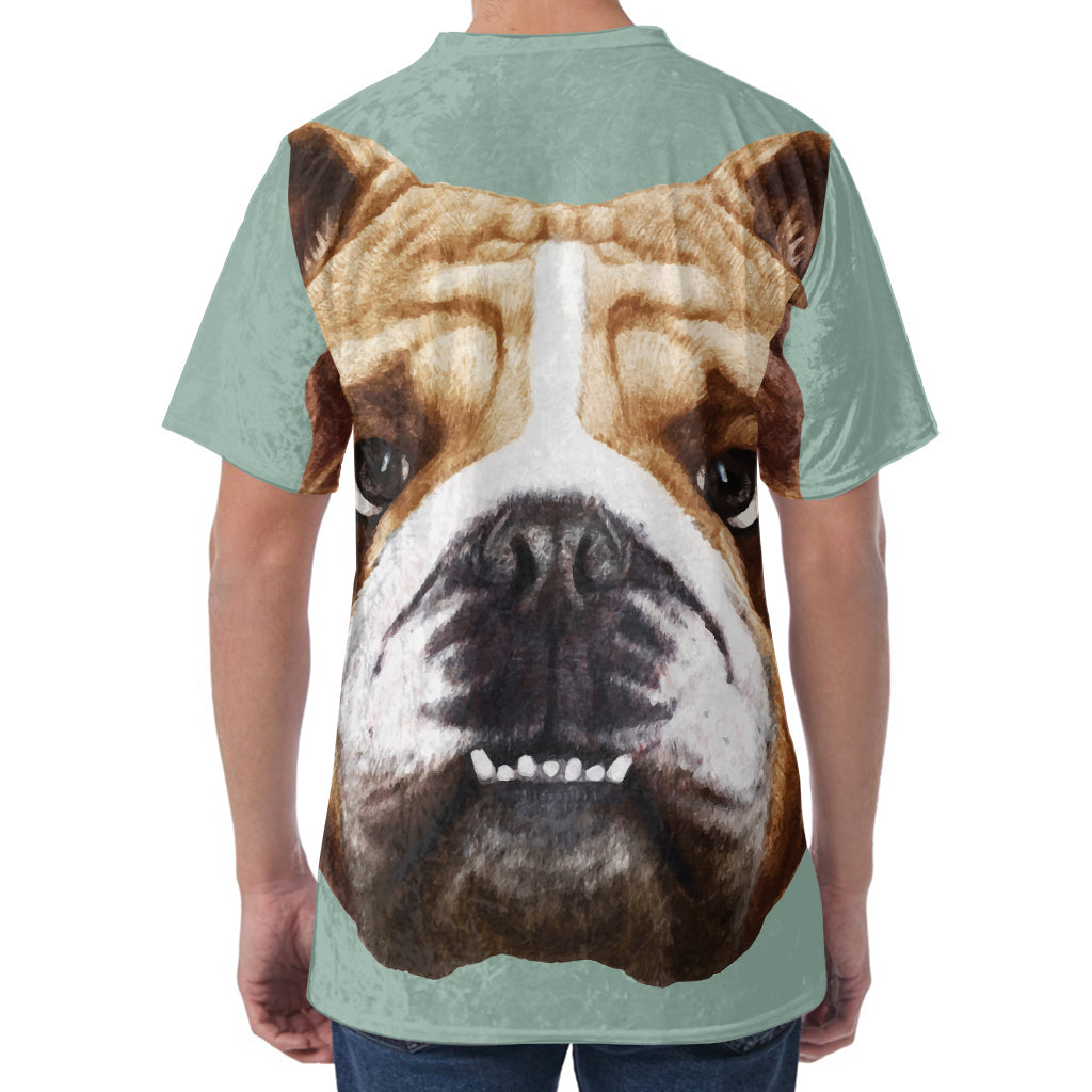 English Bulldog Portrait Print Men's Velvet T-Shirt