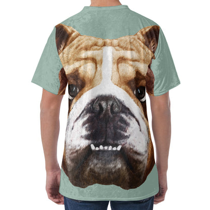 English Bulldog Portrait Print Men's Velvet T-Shirt