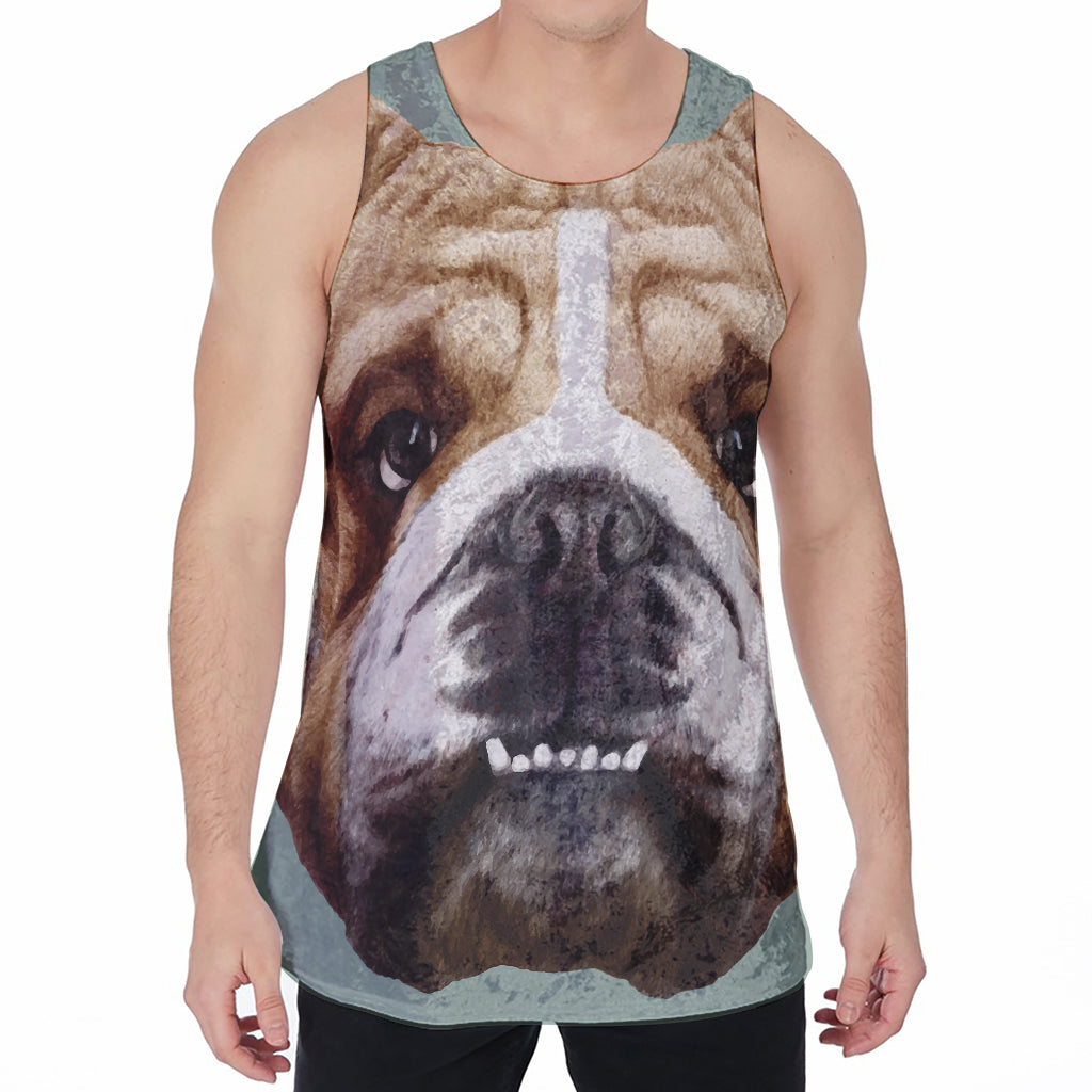 English Bulldog Portrait Print Men's Velvet Tank Top