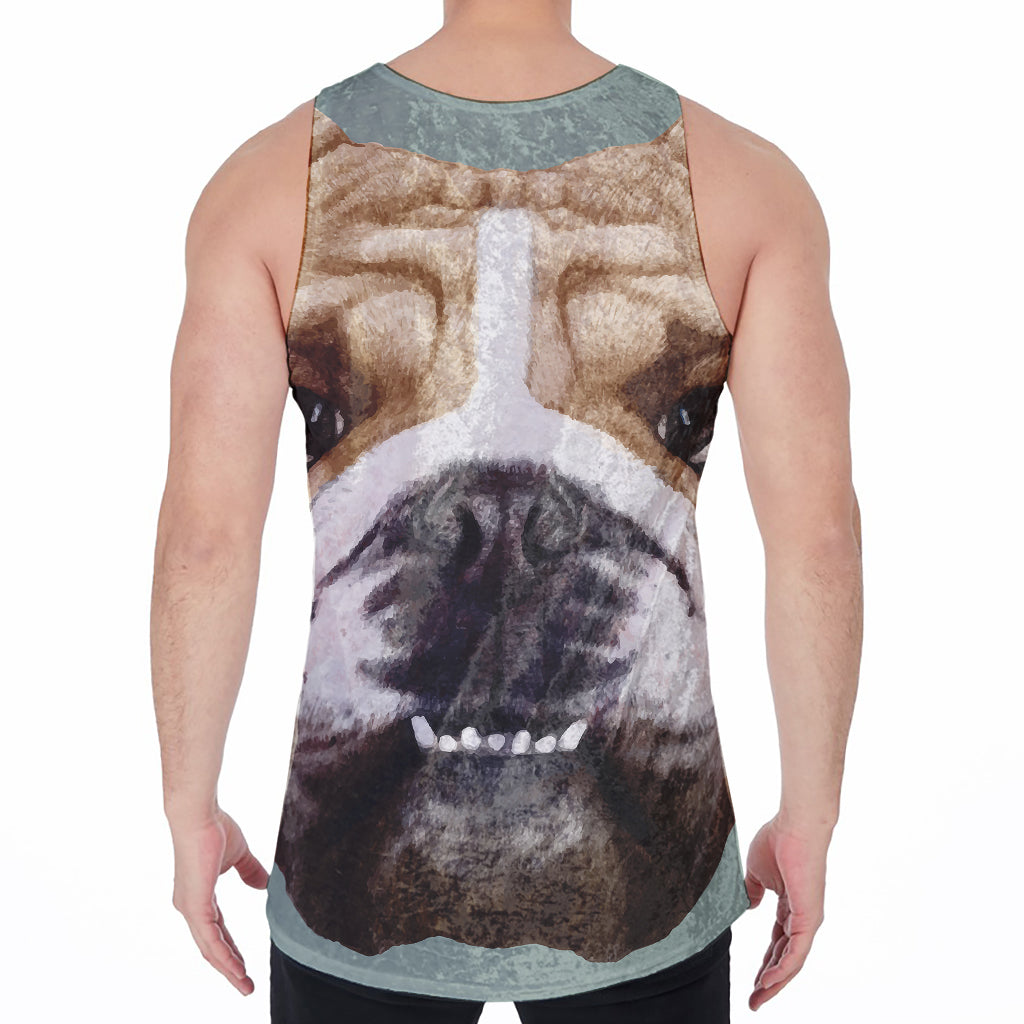 English Bulldog Portrait Print Men's Velvet Tank Top