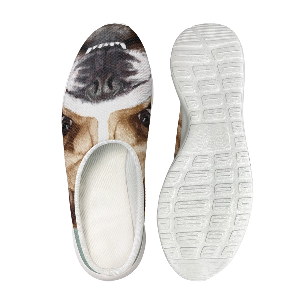 English Bulldog Portrait Print Mesh Casual Shoes