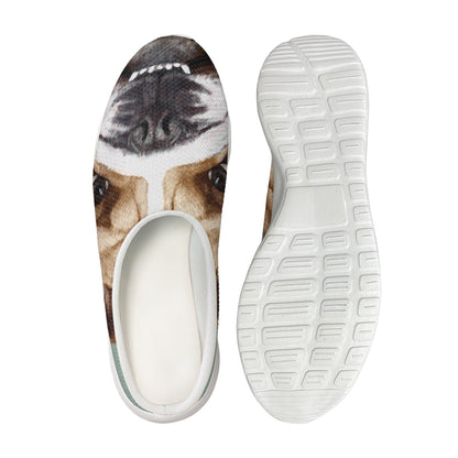 English Bulldog Portrait Print Mesh Casual Shoes