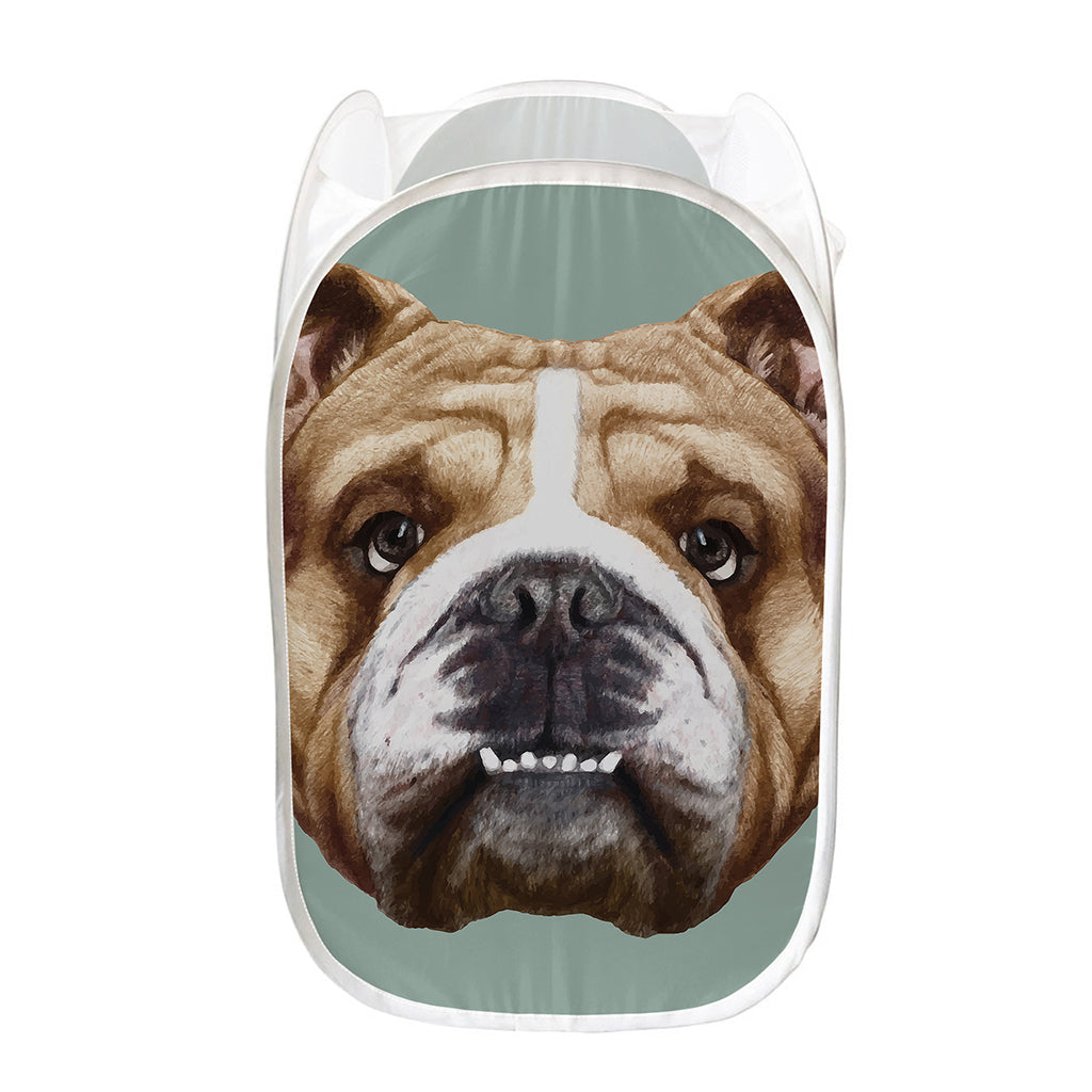 English Bulldog Portrait Print Mesh Laundry Hamper